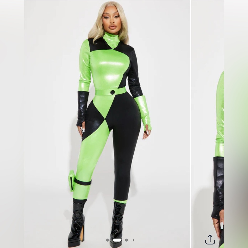 Fashion Nova Shego Neon Green and Black Jumpsuit Halloween Costume
